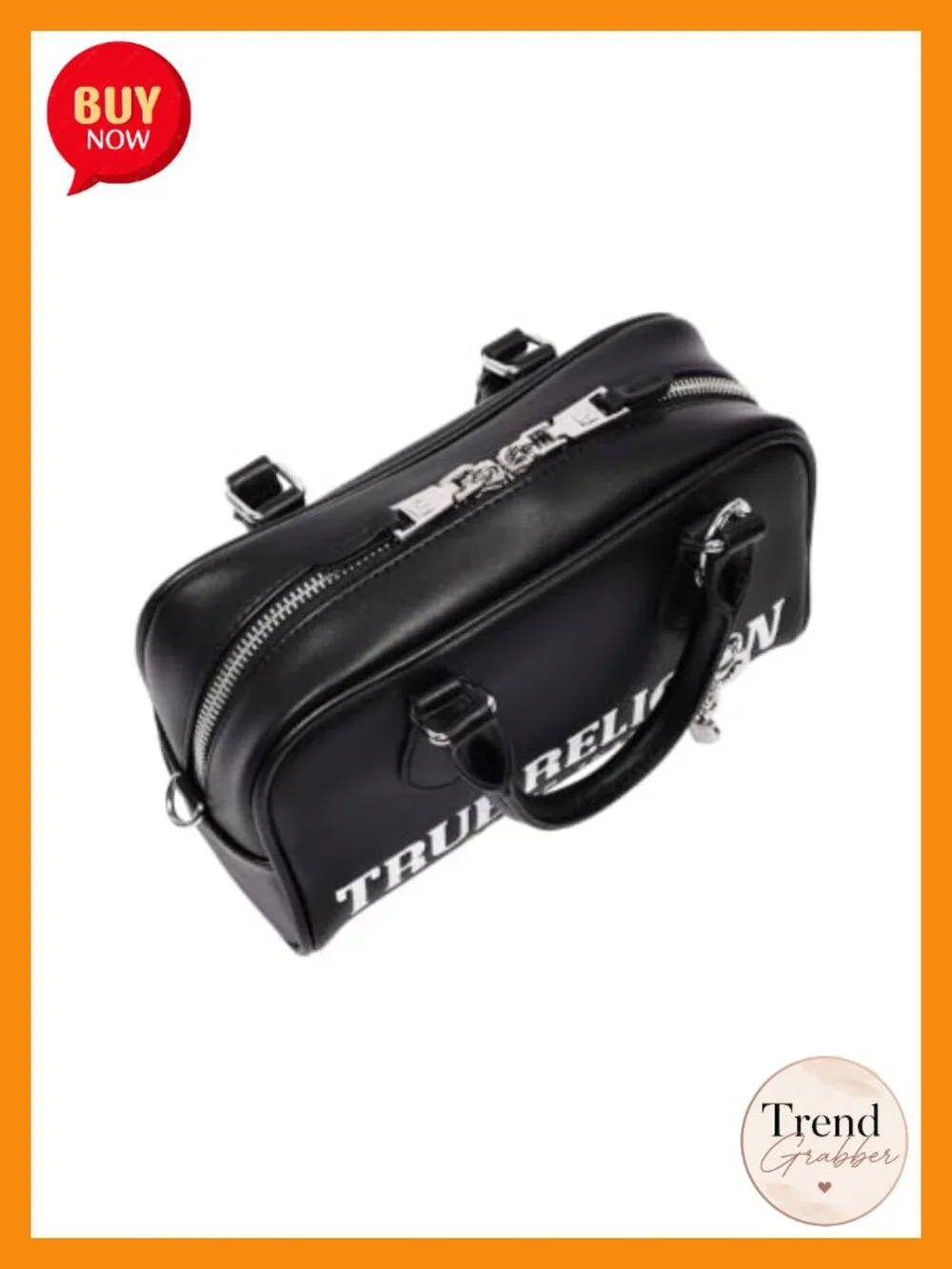Black Bombe Satchel with Logo Print and Charm